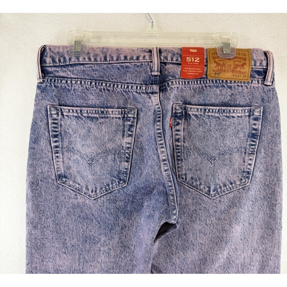 Levis 512 Jeans Purple Acid Wash Slim Taper Stretch Men's 33x32 Grunge Y2K‎ NWT